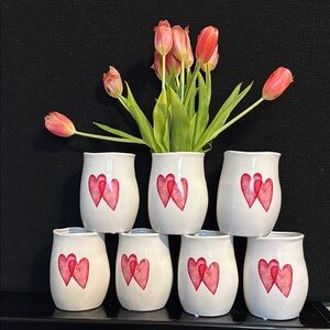 Heart Design White Ceramic Vases, new condition, a gift to show your love.